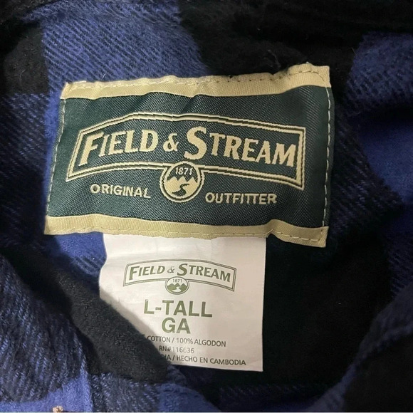 Field and Stream Blue Buffalo Check Plaid Flannel Shirt, Large Tall - Picture 2 of 4